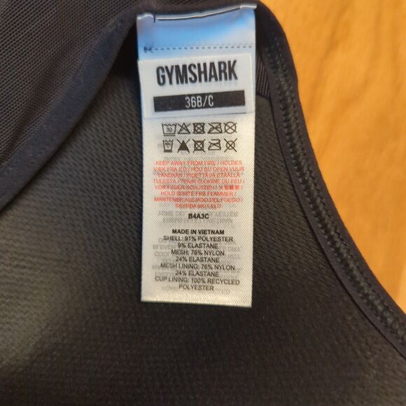 Gymshark Racerback High Support Sports Bra 36 B/C Black Wireless Workout Active - Picture 5 of 7